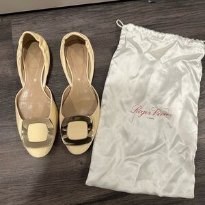 ROGER VIVIER Patent Leather D’Orsay Ballerina Flats White 36.5 US 6
